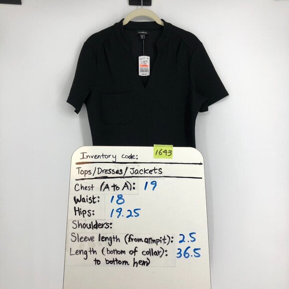 NWT Le Chateau Black V-Neck Shift mini Dress Chest Pocket size S - Picture 14 of 14